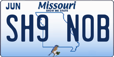 MO license plate SH9N0B