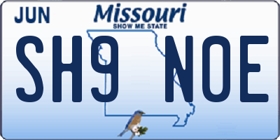MO license plate SH9N0E