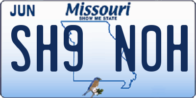 MO license plate SH9N0H