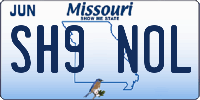 MO license plate SH9N0L
