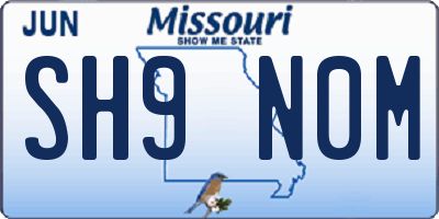 MO license plate SH9N0M