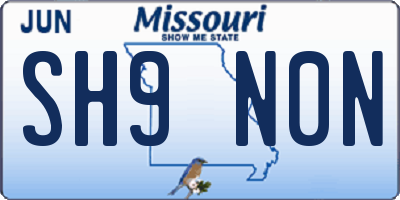 MO license plate SH9N0N