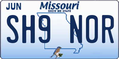 MO license plate SH9N0R