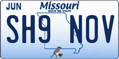 MO license plate SH9N0V
