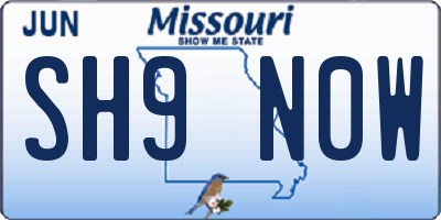 MO license plate SH9N0W