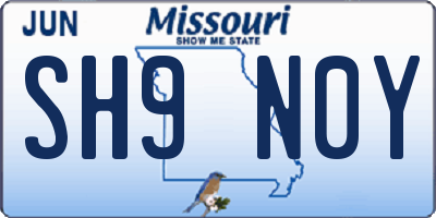 MO license plate SH9N0Y