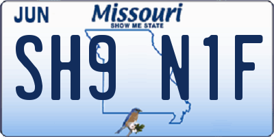 MO license plate SH9N1F
