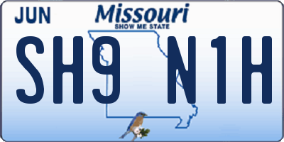 MO license plate SH9N1H