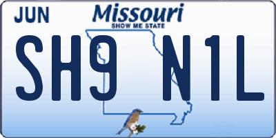 MO license plate SH9N1L