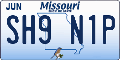 MO license plate SH9N1P