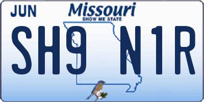 MO license plate SH9N1R