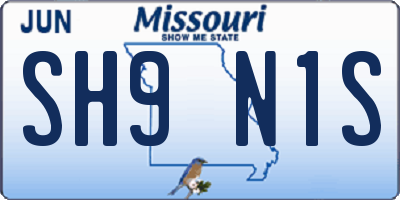 MO license plate SH9N1S