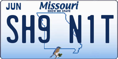 MO license plate SH9N1T