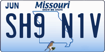 MO license plate SH9N1V