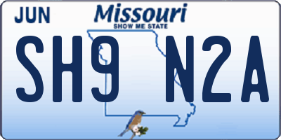 MO license plate SH9N2A