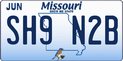 MO license plate SH9N2B