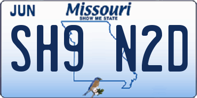 MO license plate SH9N2D