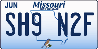 MO license plate SH9N2F