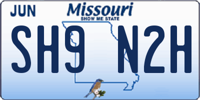 MO license plate SH9N2H
