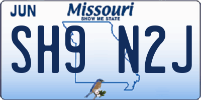 MO license plate SH9N2J