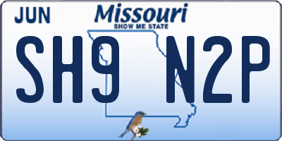 MO license plate SH9N2P