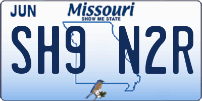 MO license plate SH9N2R