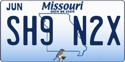 MO license plate SH9N2X