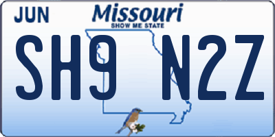 MO license plate SH9N2Z