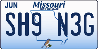 MO license plate SH9N3G