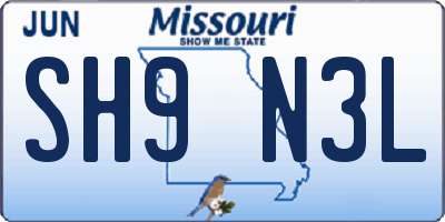 MO license plate SH9N3L