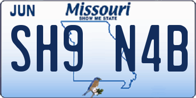 MO license plate SH9N4B