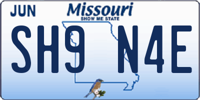 MO license plate SH9N4E