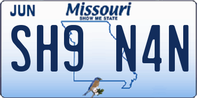 MO license plate SH9N4N