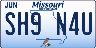 MO license plate SH9N4U