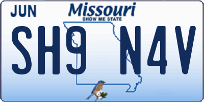 MO license plate SH9N4V