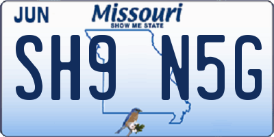 MO license plate SH9N5G