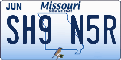 MO license plate SH9N5R
