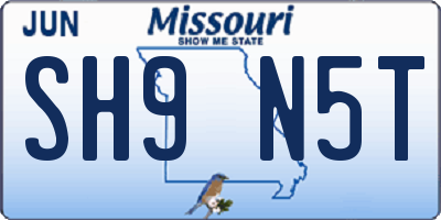 MO license plate SH9N5T