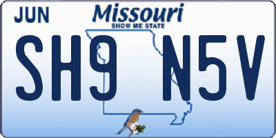 MO license plate SH9N5V