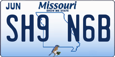 MO license plate SH9N6B