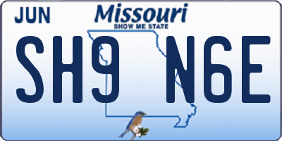 MO license plate SH9N6E