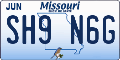 MO license plate SH9N6G