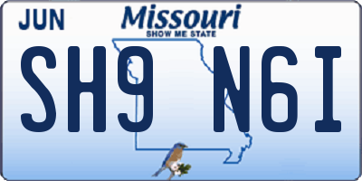 MO license plate SH9N6I