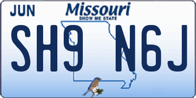 MO license plate SH9N6J