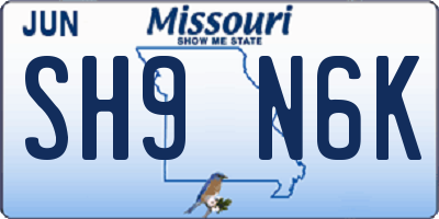 MO license plate SH9N6K