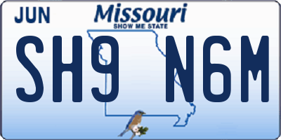 MO license plate SH9N6M