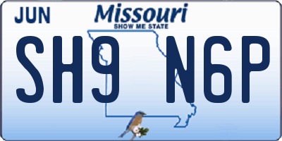 MO license plate SH9N6P
