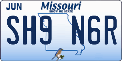 MO license plate SH9N6R