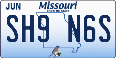 MO license plate SH9N6S