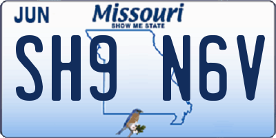 MO license plate SH9N6V